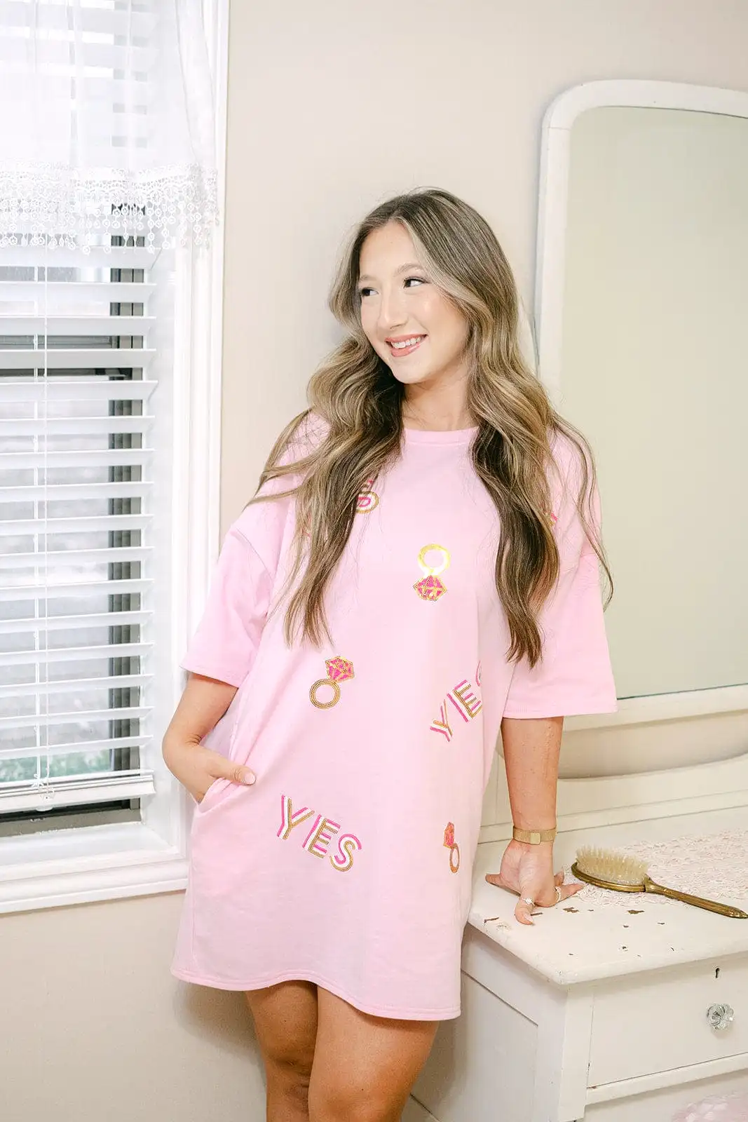 Pink YES Bride T-Shirt Dress