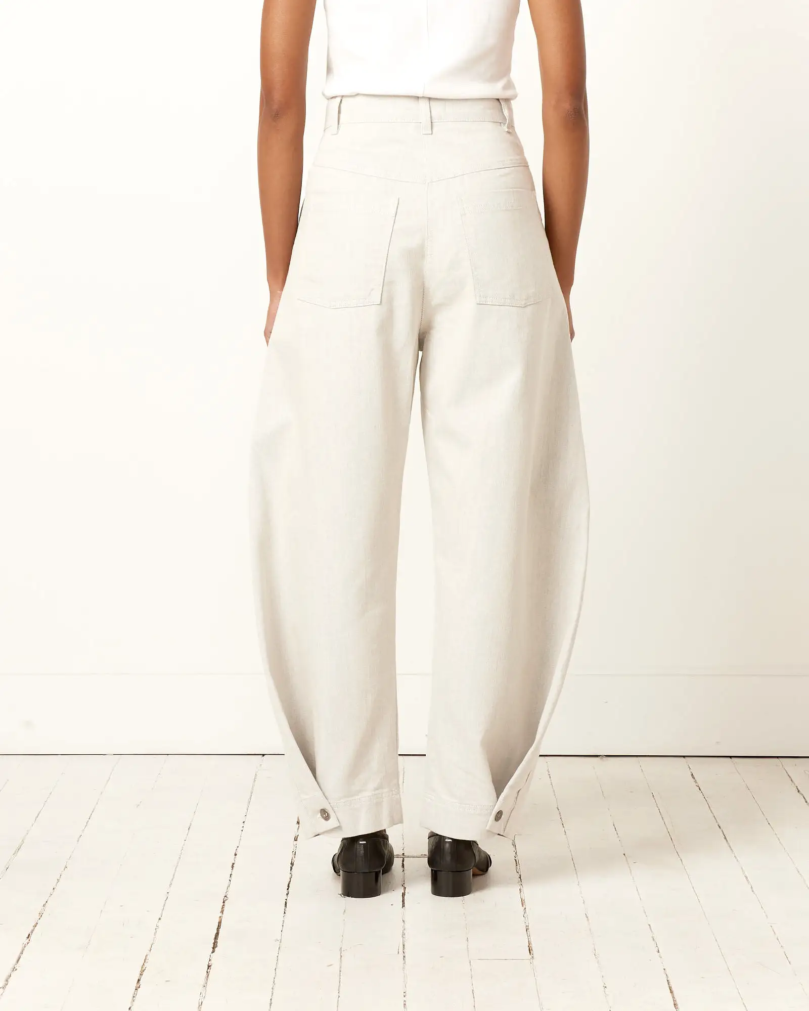 Post Denim Pant in White/Blue