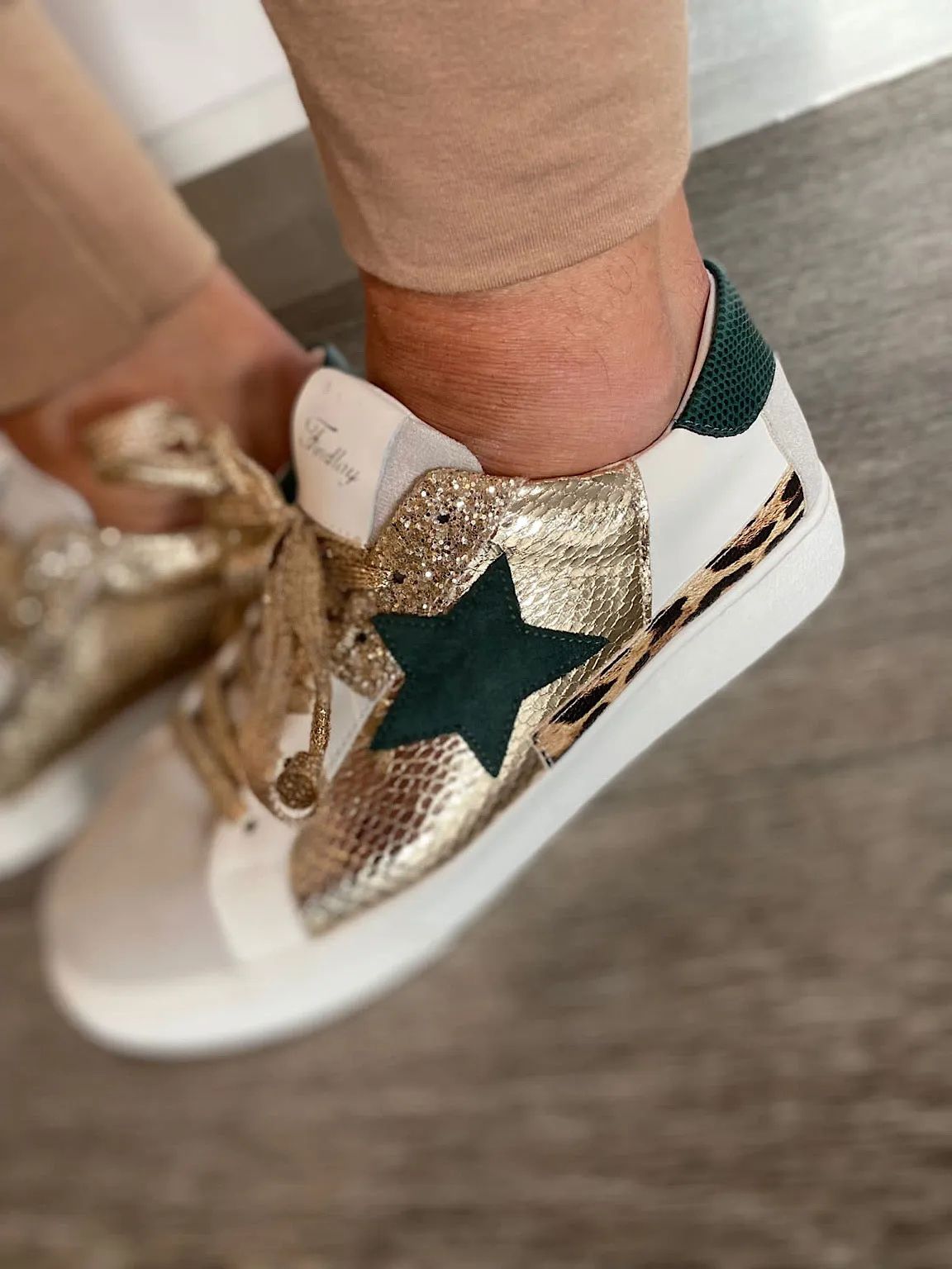 Premium Metallic Glitter Lace Star Trainers