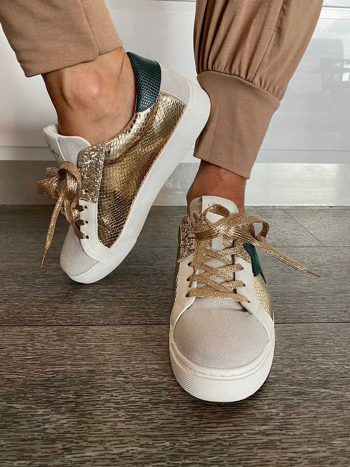 Premium Metallic Glitter Lace Star Trainers