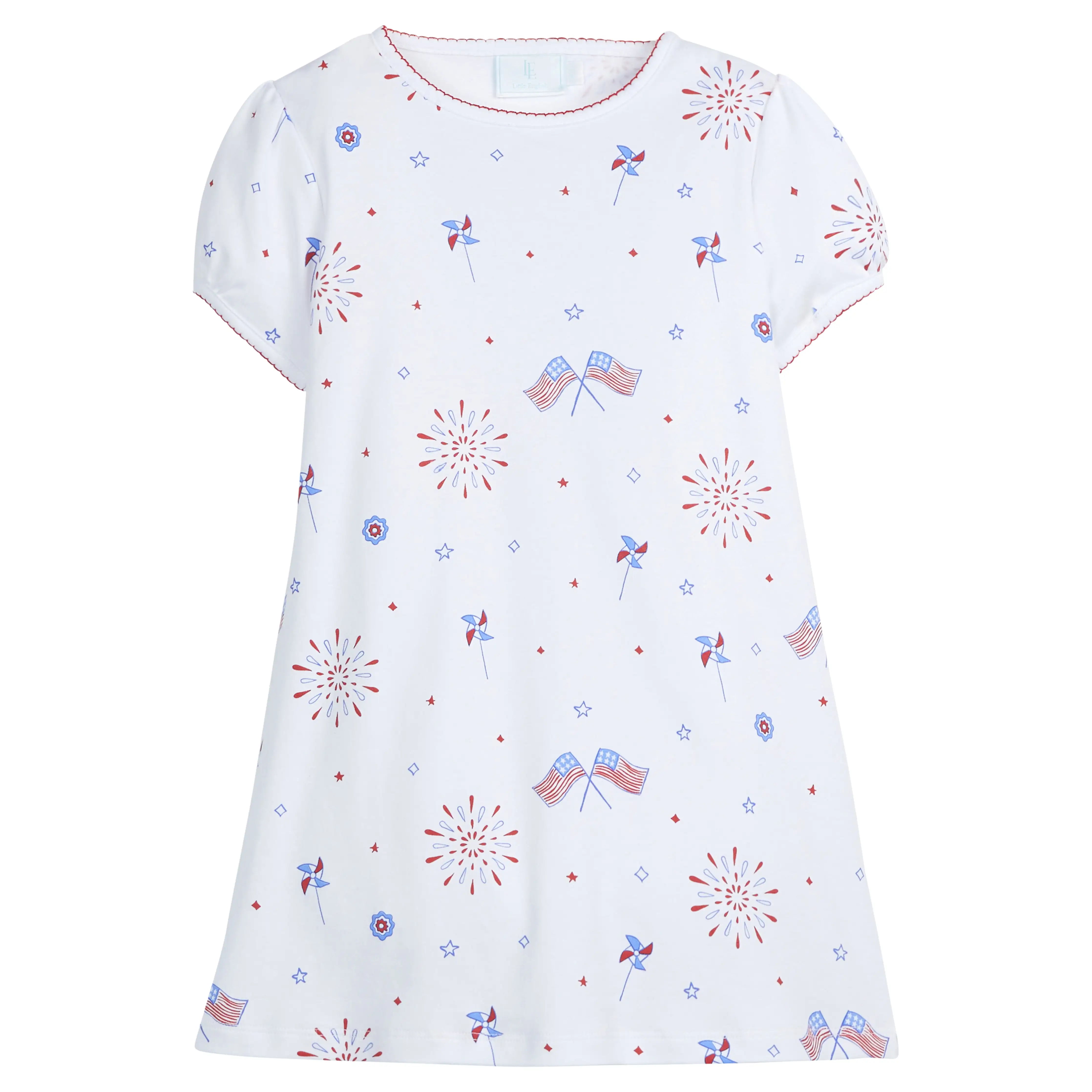 Printed T-Shirt Dress - Patriotic Flags