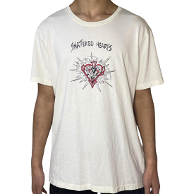 Shattered Hearts Ace Off White Tee