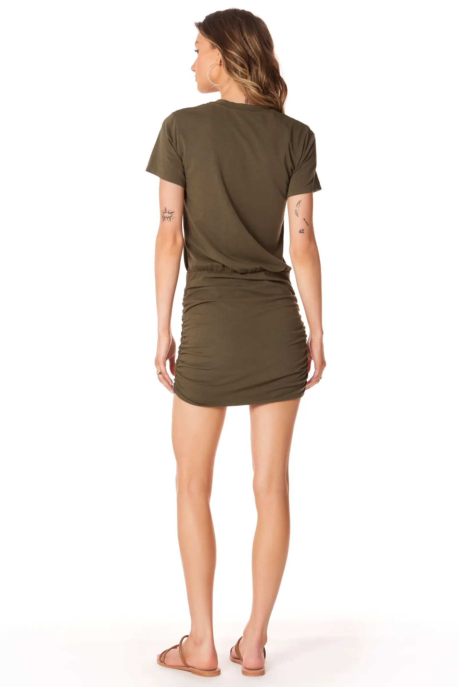 SHIRRED SKIRT T-SHIRT DRESS