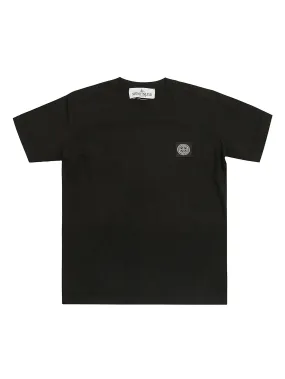 STONE ISLAND JUNIOR Black T-Shirt With Logo Patch