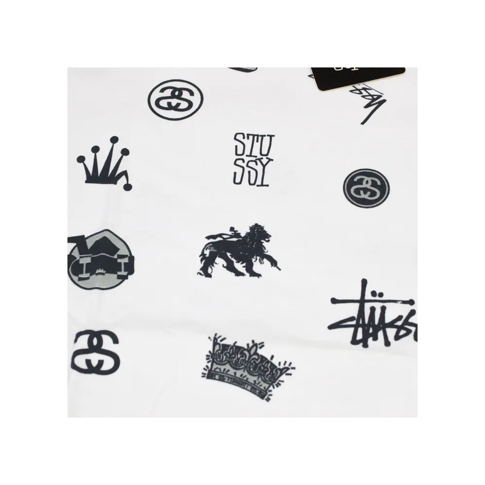 Stussy Lotsa Logos All Over Print White Tee Limited Edition 1901156