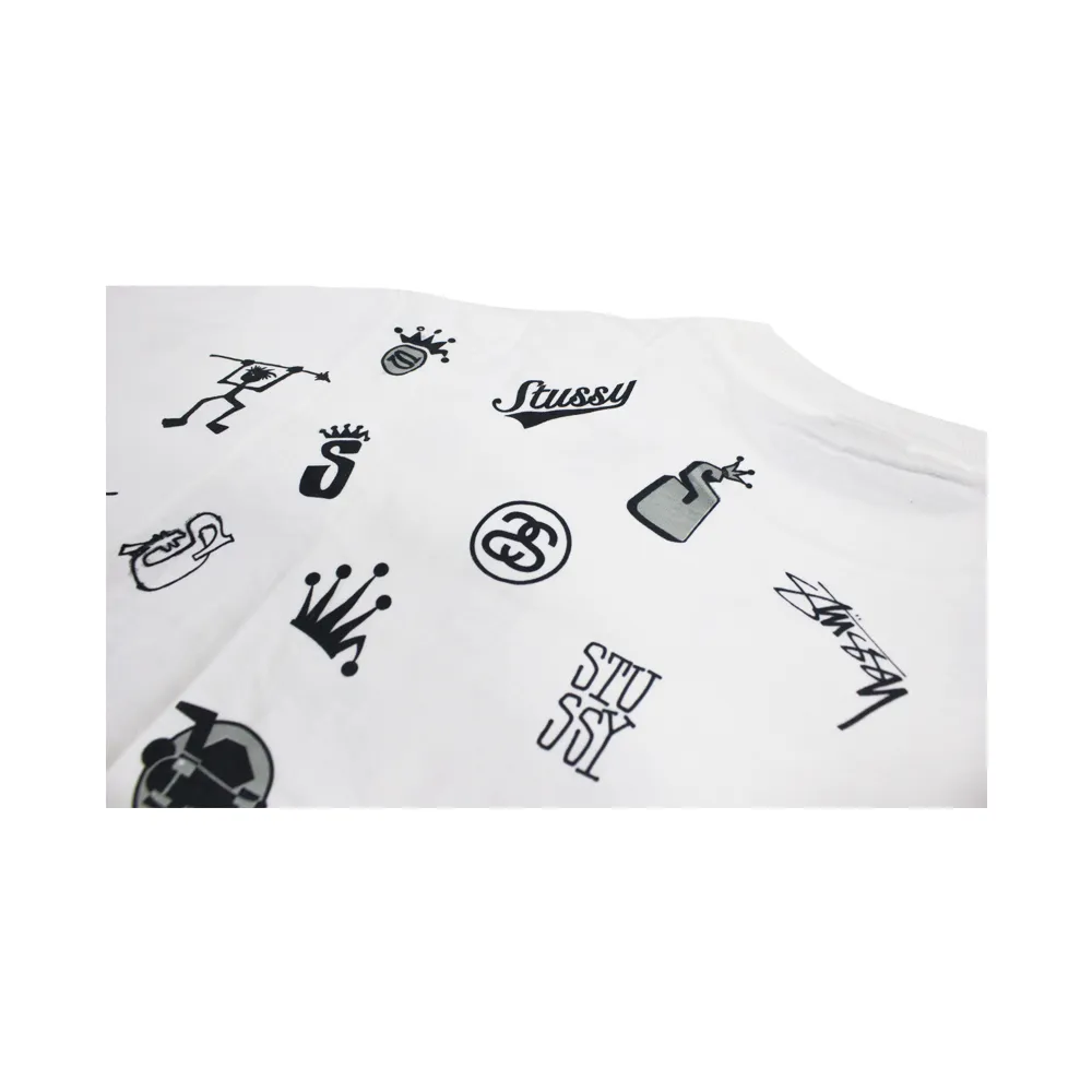 Stussy Lotsa Logos All Over Print White Tee Limited Edition 1901156