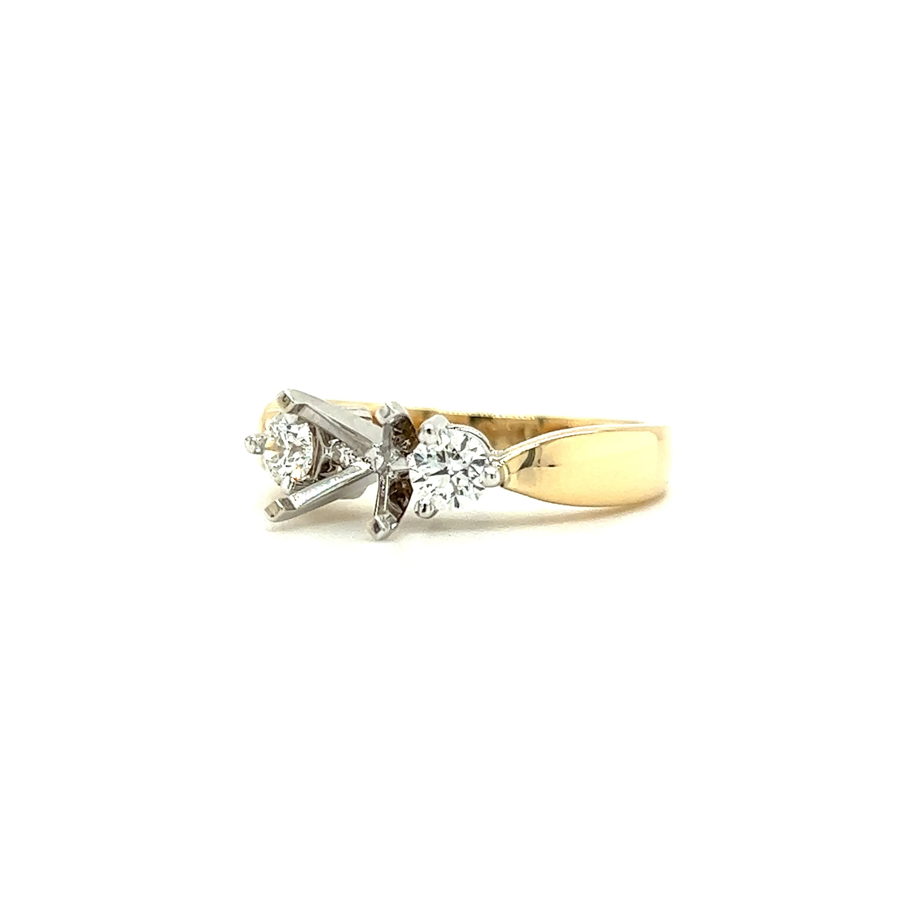 Three Stone Ring Setting with 0.375ctw of Diamonds in 14K Yellow Gold