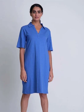 Vera Organic Cotton Jersey T-Shirt Dress | Blue