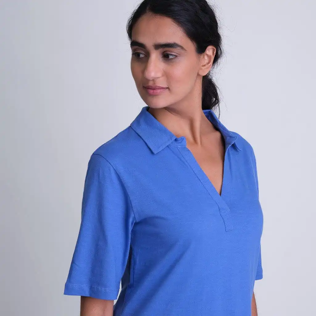 Vera Organic Cotton Jersey T-Shirt Dress | Blue