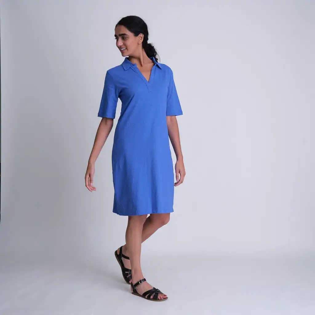 Vera Organic Cotton Jersey T-Shirt Dress | Blue