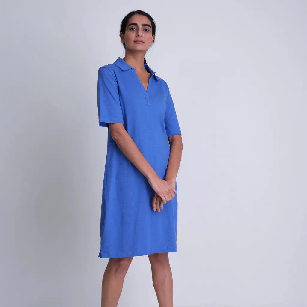 Vera Organic Cotton Jersey T-Shirt Dress | Blue