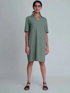 Vera Organic Cotton Jersey T-Shirt Dress | Olive