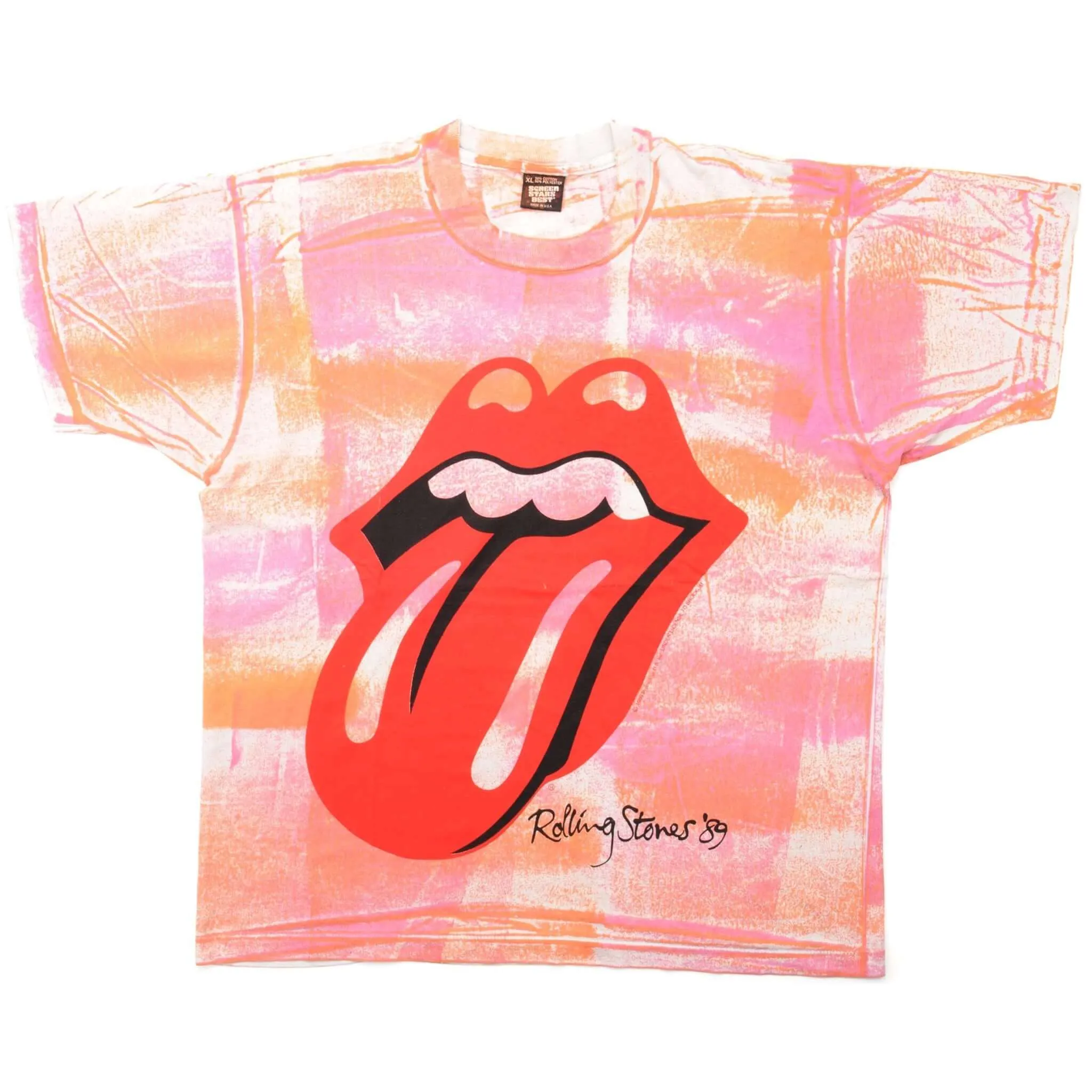 VINTAGE TIE-DYE THE ROLLING STONES TEE SHIRT 1989 SIZE LARGE MADE IN USA