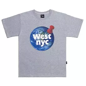 West NYC World Pin Tee Shirt Grey