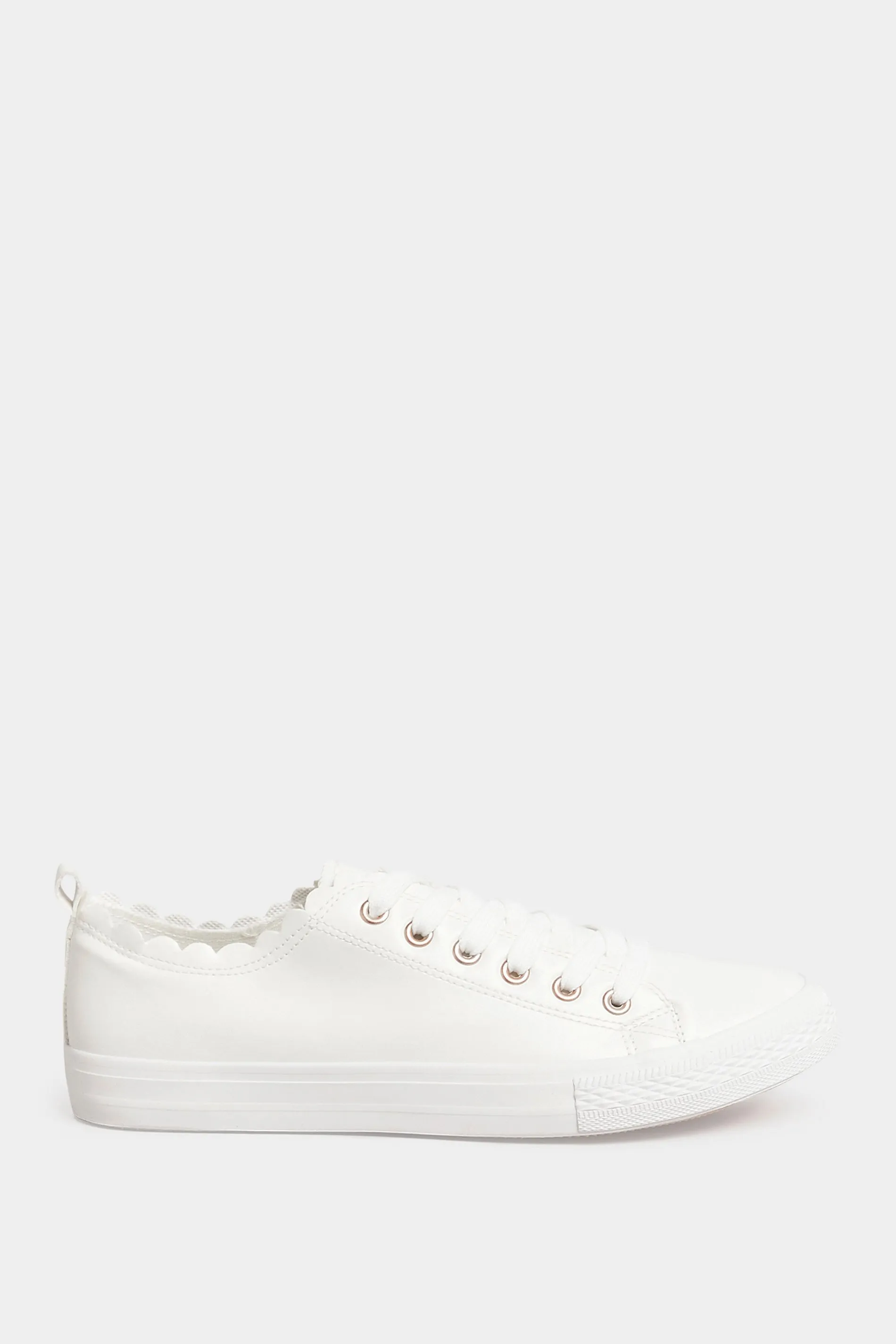 White Scalloped Edge Trainers In Wide E Fit