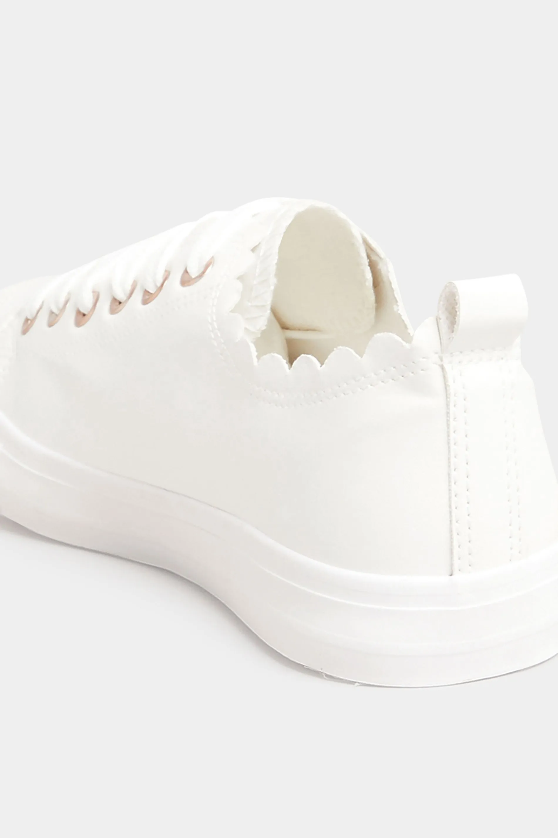 White Scalloped Edge Trainers In Wide E Fit